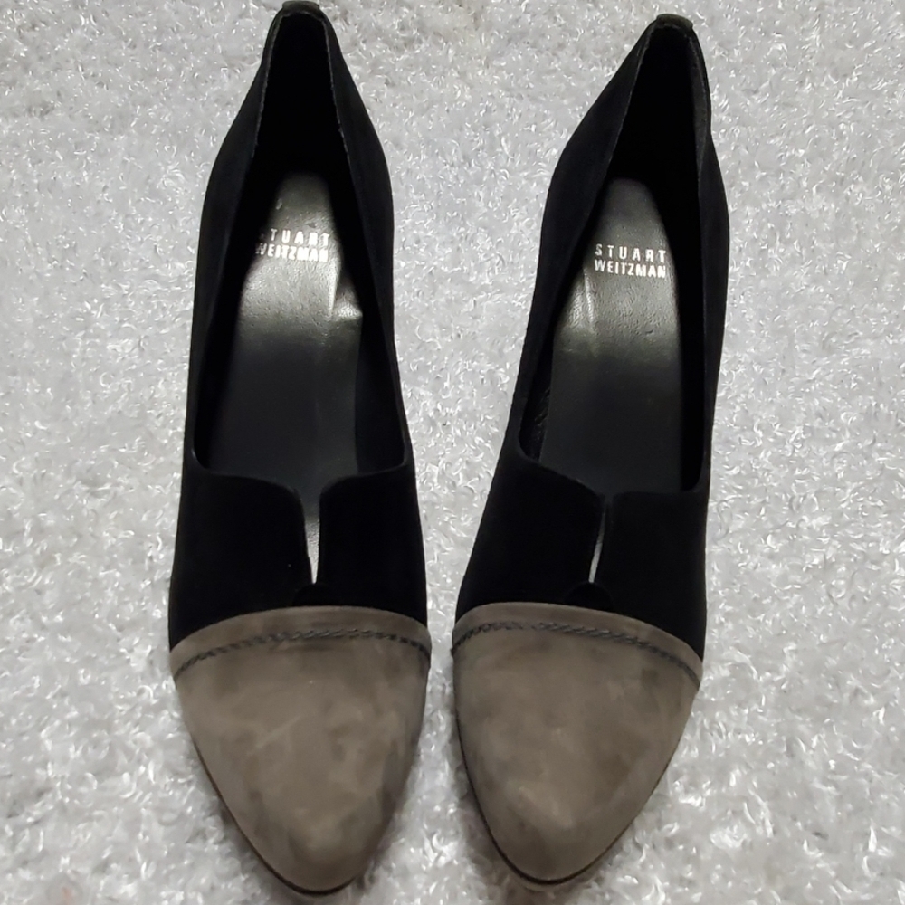 Stuart Weitzman Black & Gray Suede Platform Heels - image 4